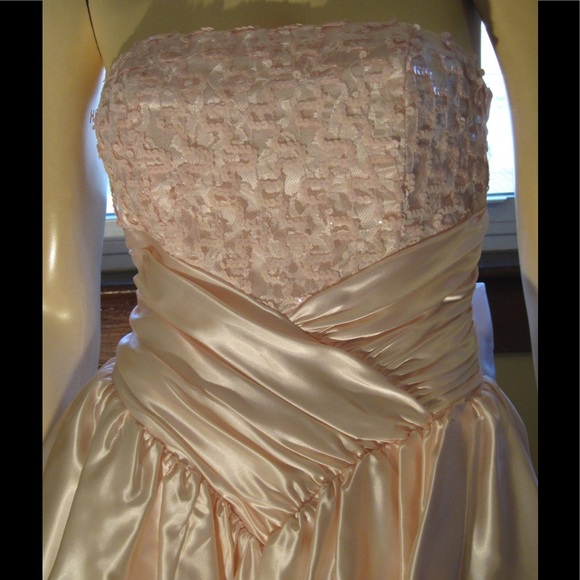 VTG 80s PROM QUEEN Pink Satin Ruffle Party Minidress ZUM ZUM - Picture 5 of 7